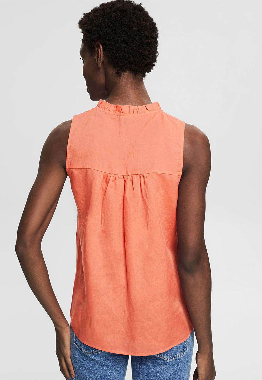 Blusa Confeccionada En Mezcla De Lino Esprit Naranja-1