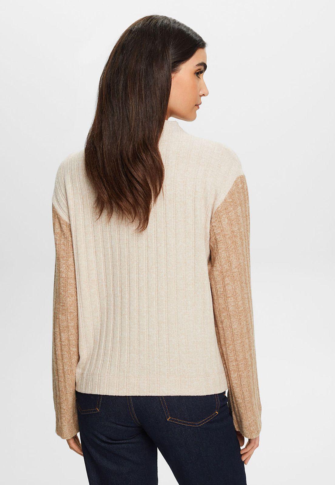 Polera de punto manga larga con cuello alto Mujer Esprit-1