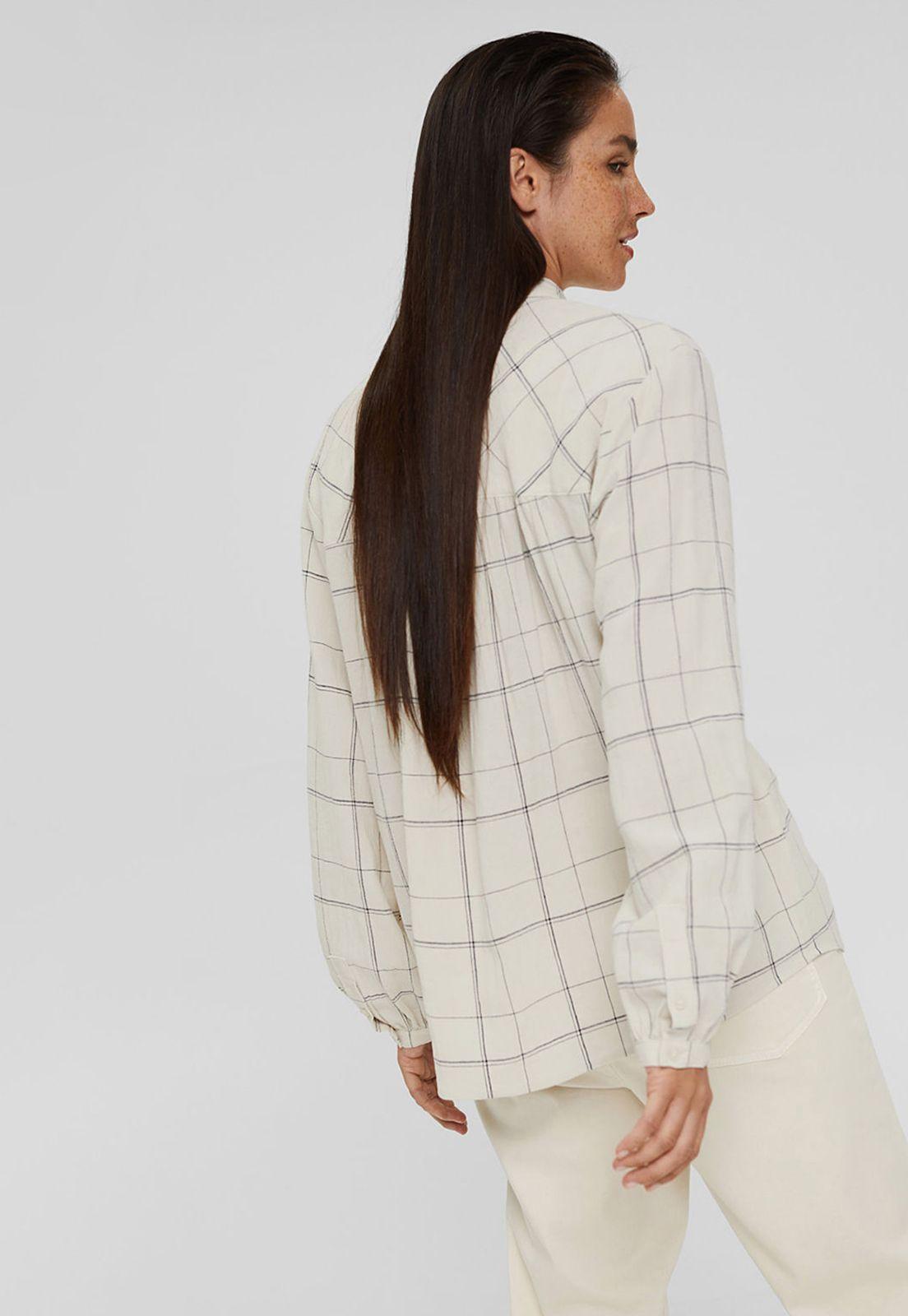 Blusa Manga Larga A Cuadros Esprit Azul marino-0