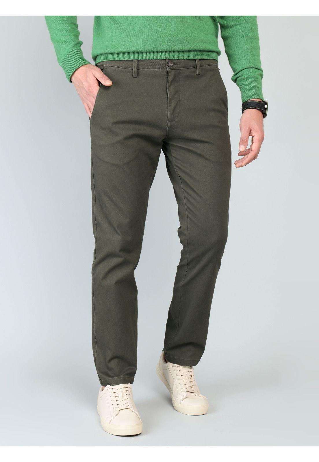 Pantalón Liso Spandex Regular Fit Oliva Arrow PA33033OL-0