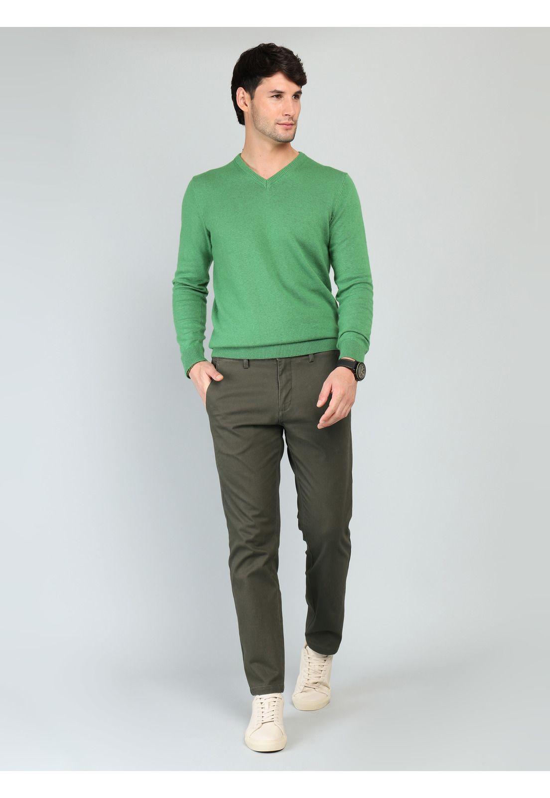 Pantalón Liso Spandex Regular Fit Oliva Arrow PA33033OL-3