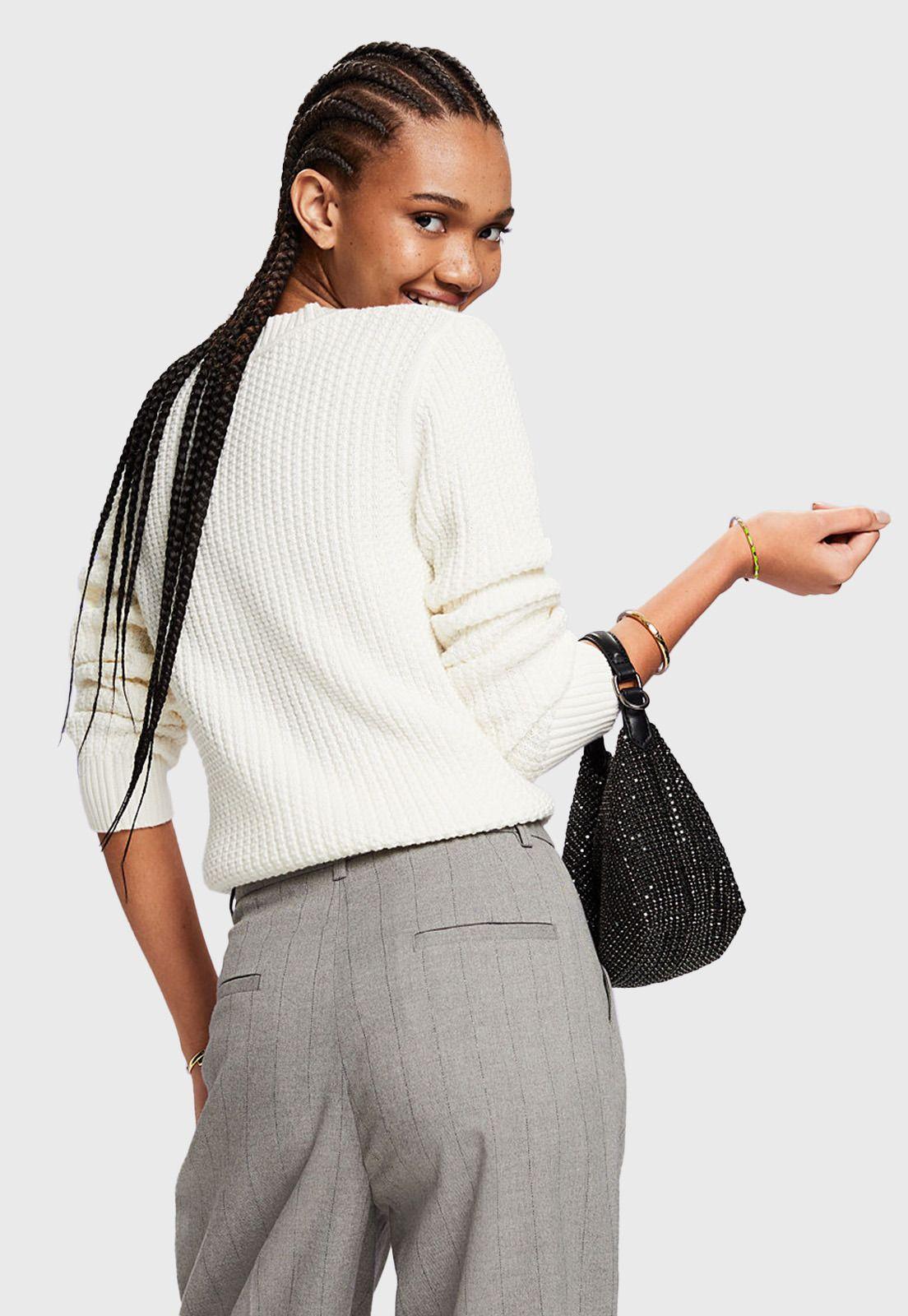 Sweater De Punto Con Cuello Redondo Mujer Esprit-1