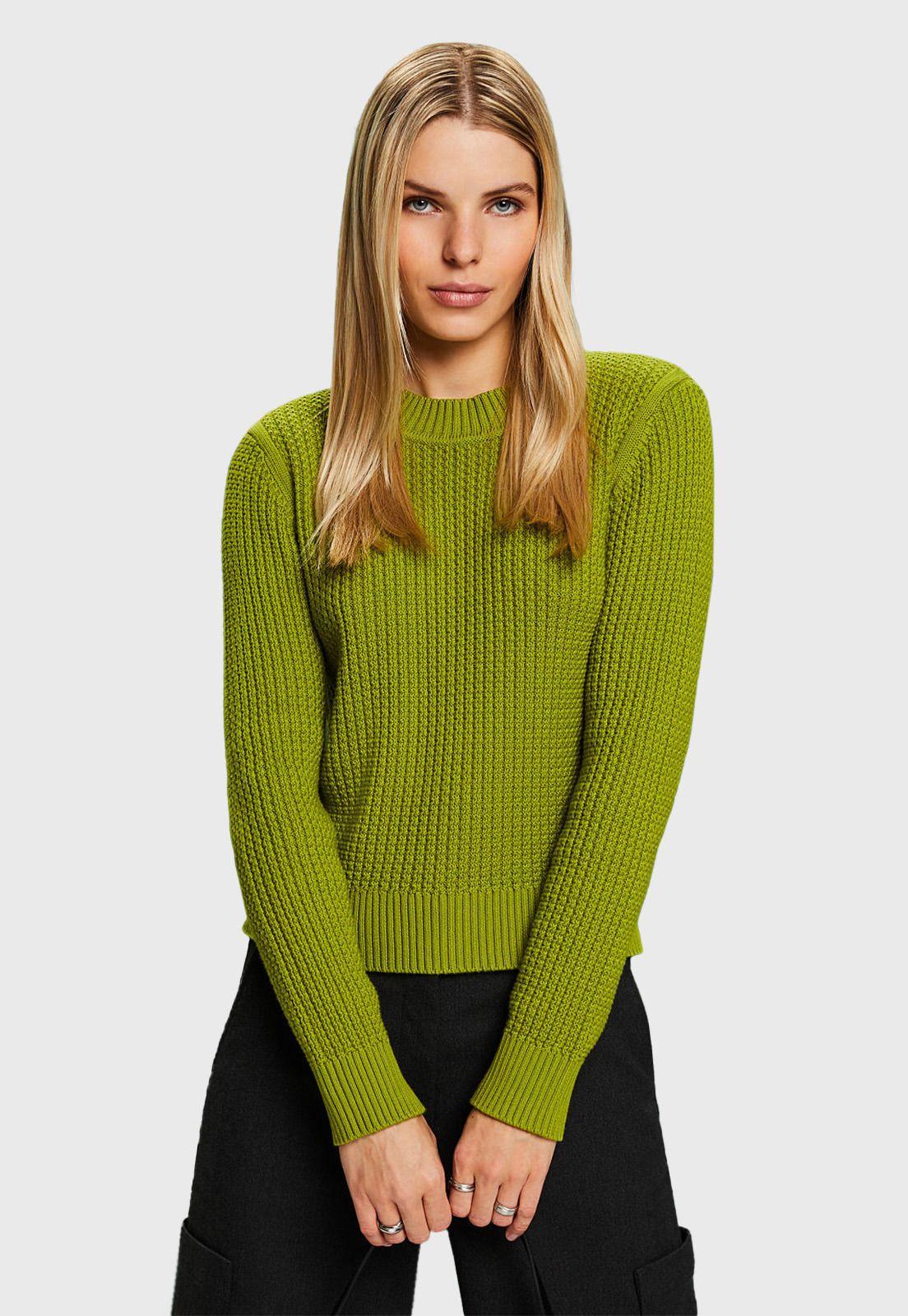 Sweater De Punto Con Cuello Redondo Mujer Esprit-0