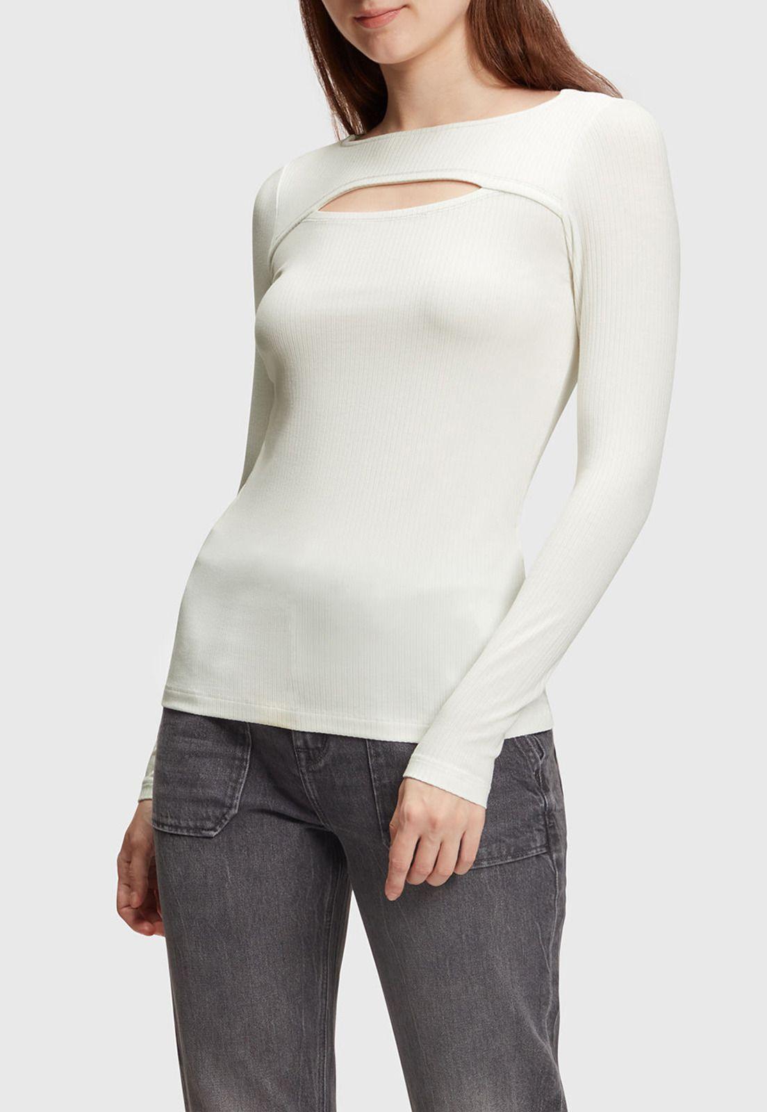 Polera Manga Larga Cut-Out Con Purpurina Mujer Esprit-0
