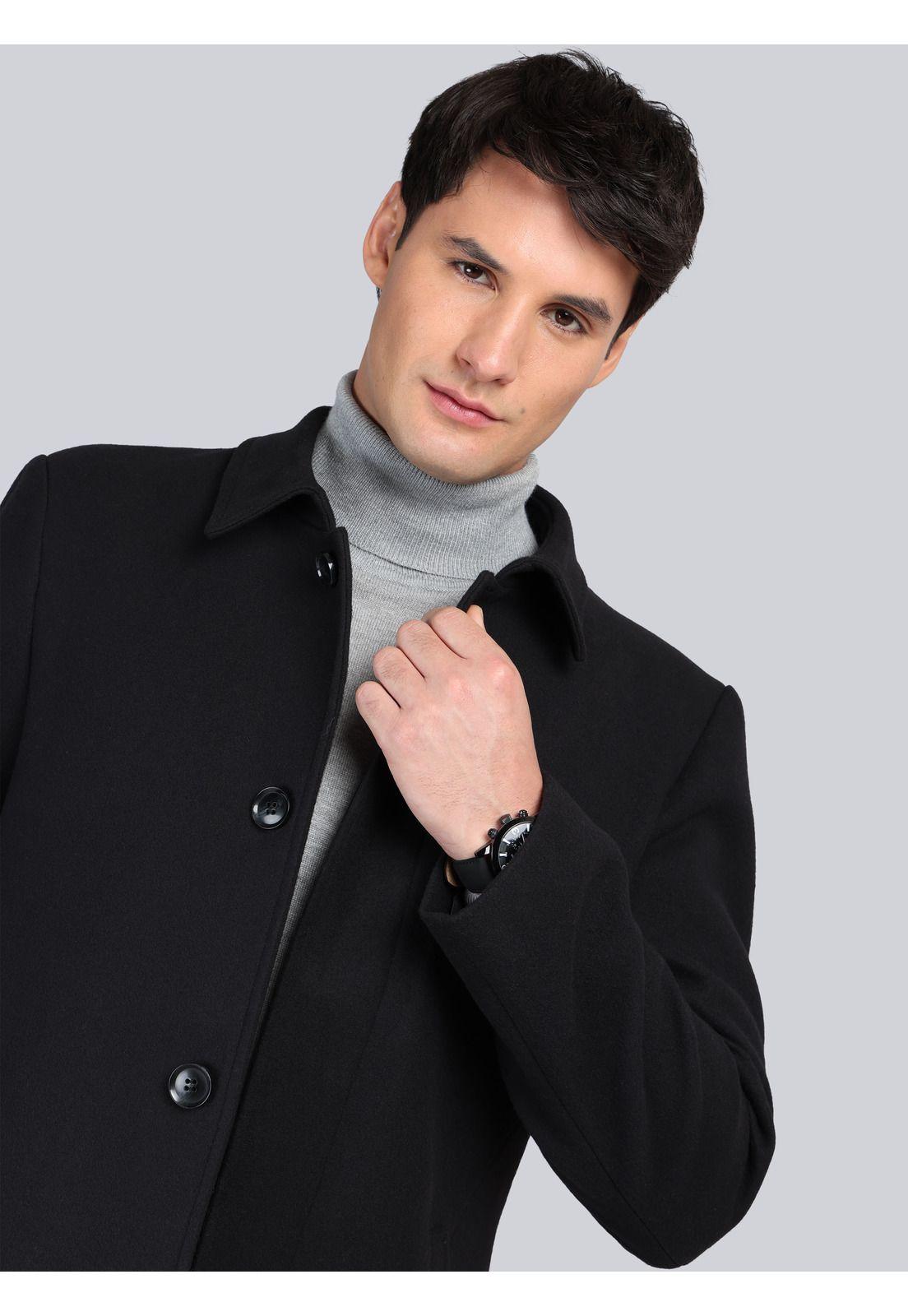 Abrigo Recto Liso Regular Fit Negro Arrow AB33001NE-2