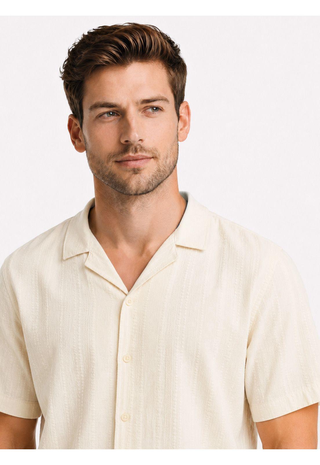 Camisa Texturada Regular Fit Crudo Arrow CM34022EC-2