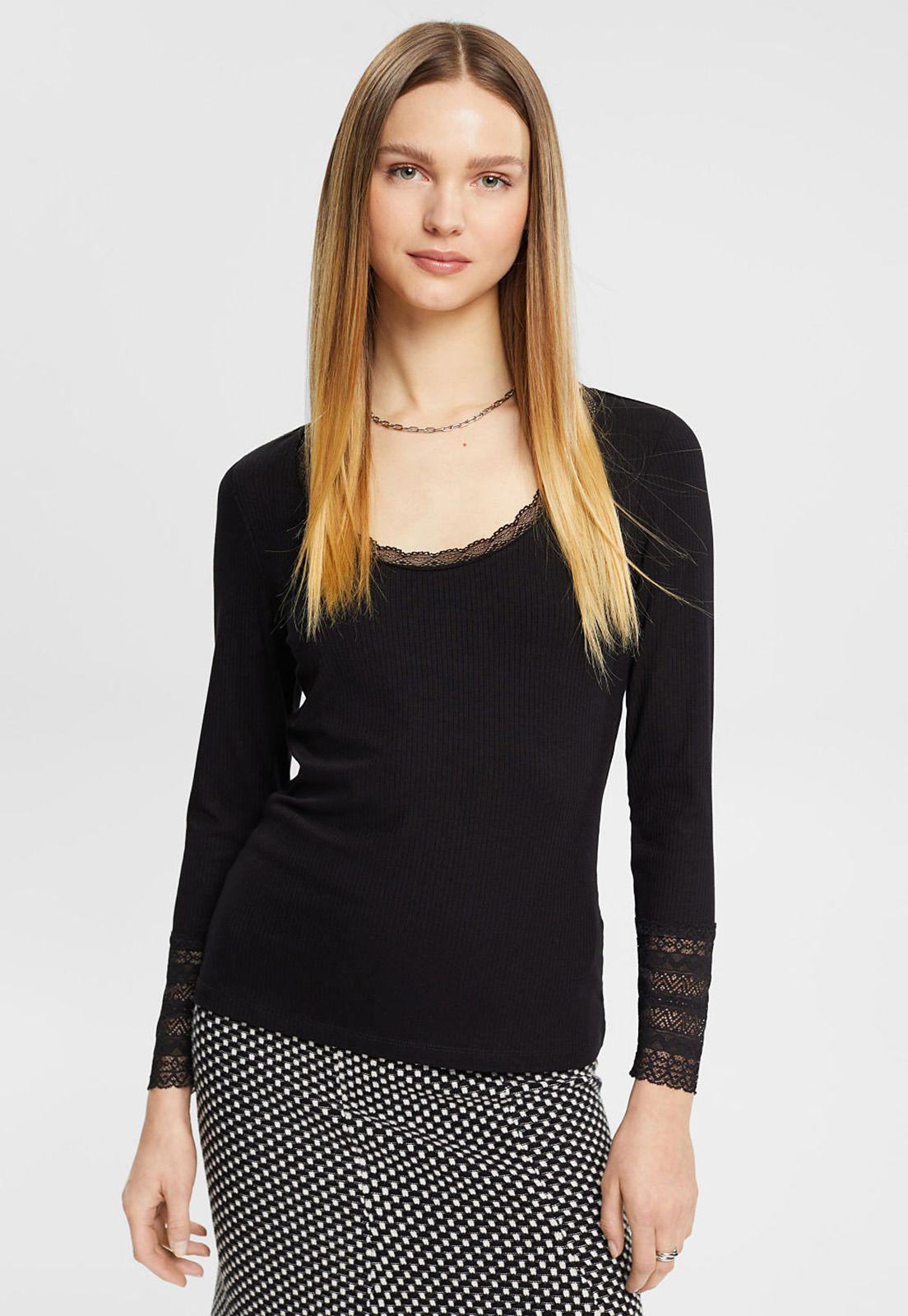 Polera Con Detalles De Encaje Mujer Esprit 122EO1K301-0