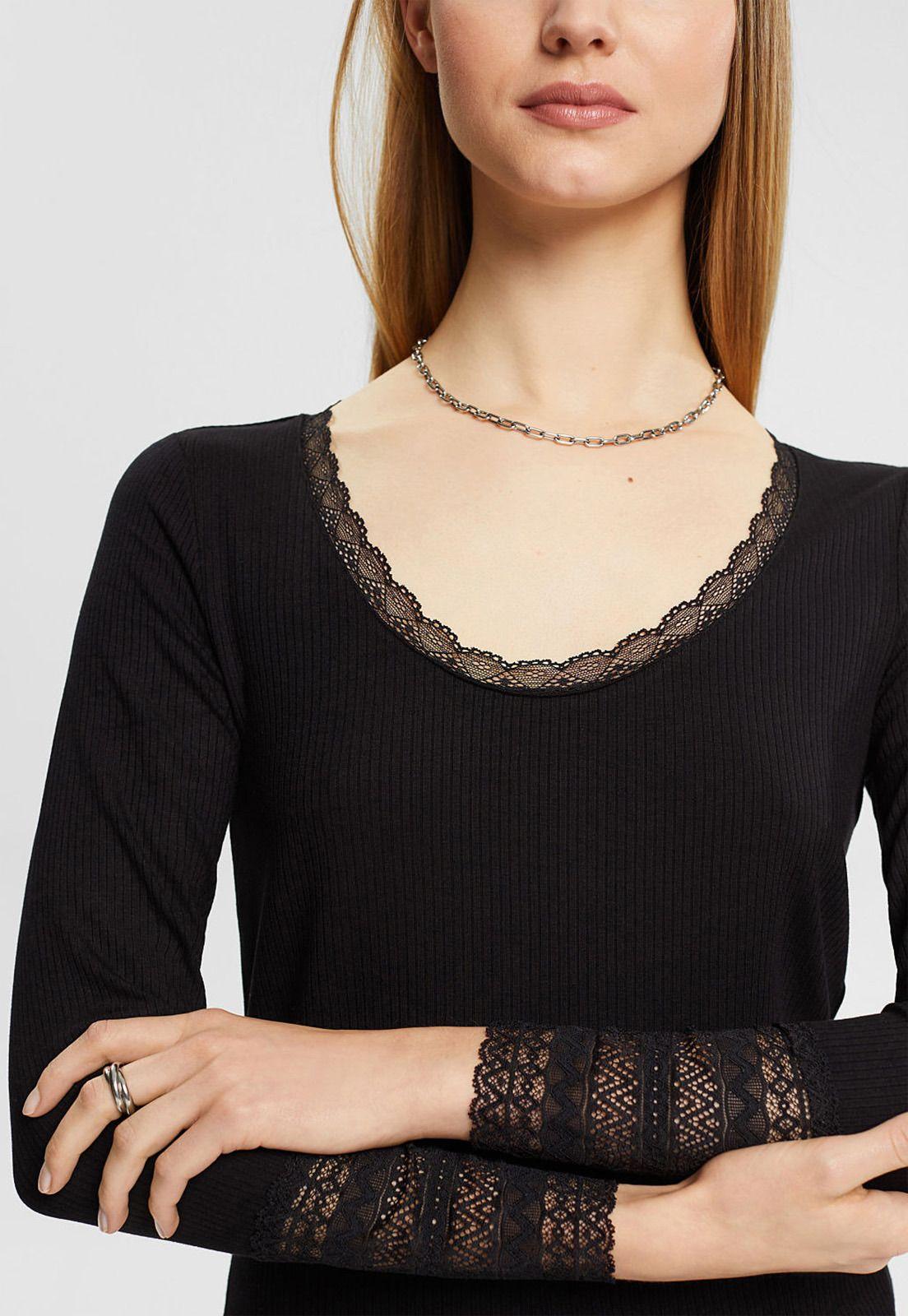 Polera Con Detalles De Encaje Mujer Esprit 122EO1K301-2