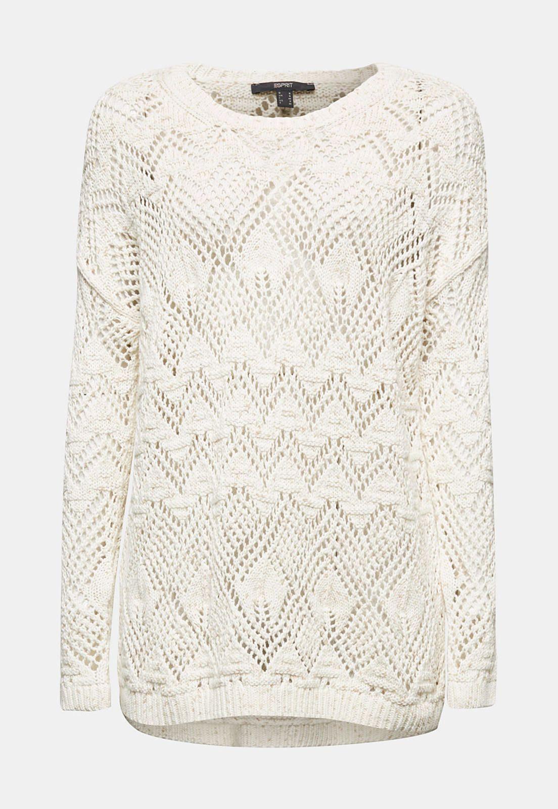 Sweater De Punto Calado En 100 % Algodón Esprit-3