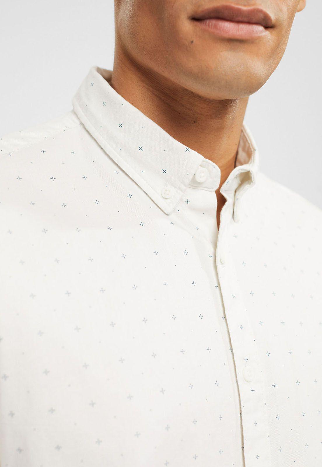 Camisa Con Microestampado Hombre Esprit Azul marino-2