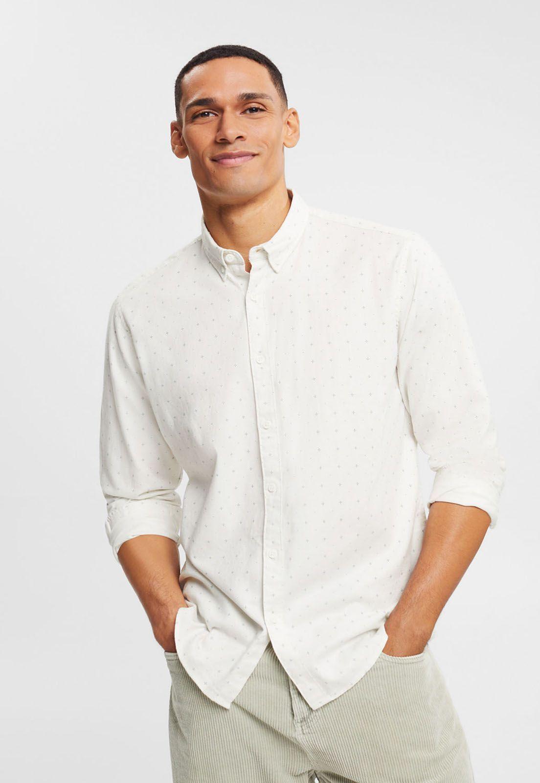 Camisa Con Microestampado Hombre Esprit Azul marino-0