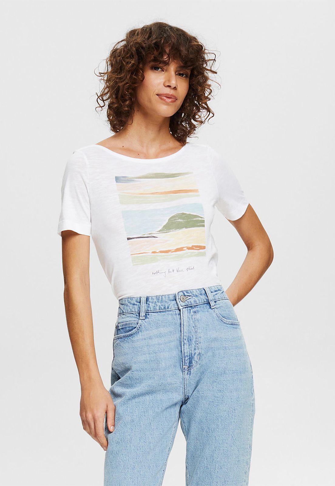 Polera Con Cuello Barco Y Estampado Esprit-0