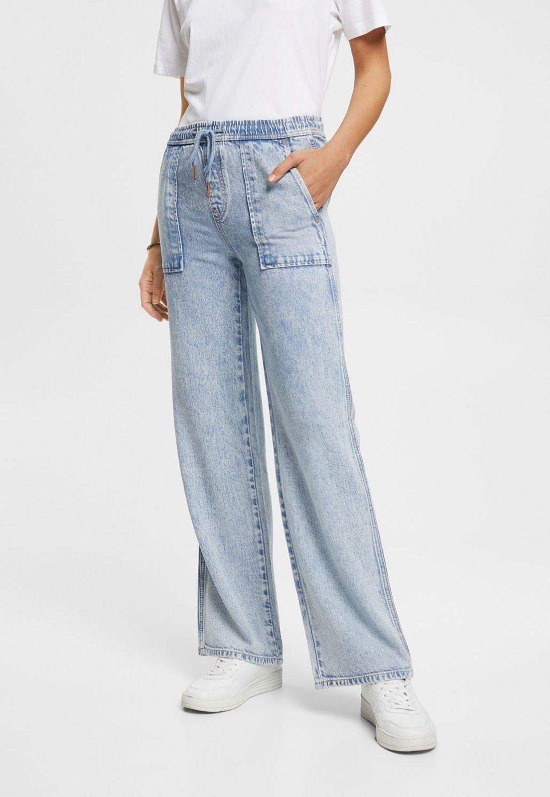 Jeans De Pierna Ancha Mujer Esprit-0