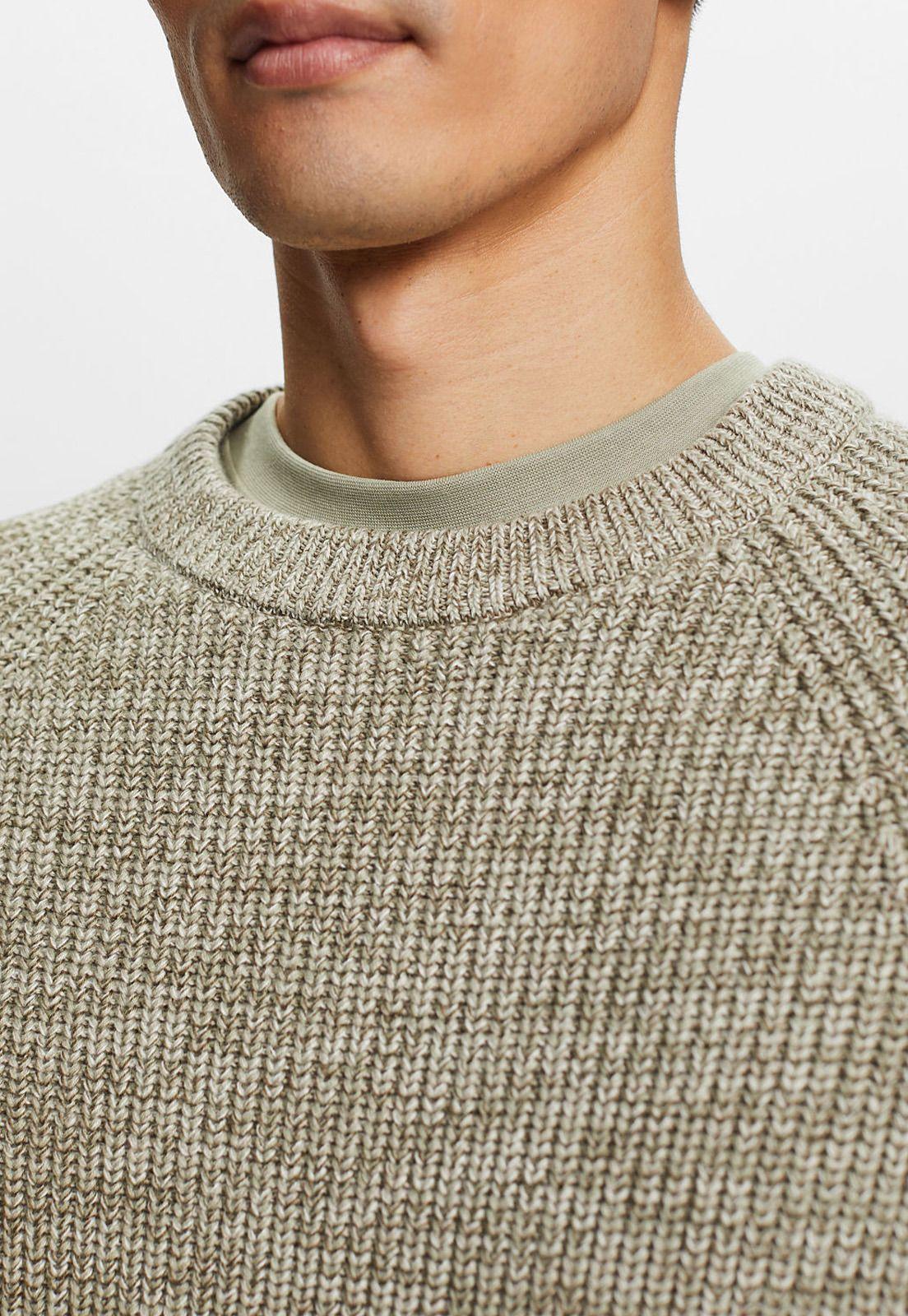 Sweater de punto canalé con cuello redondo Hombre Esprit-2