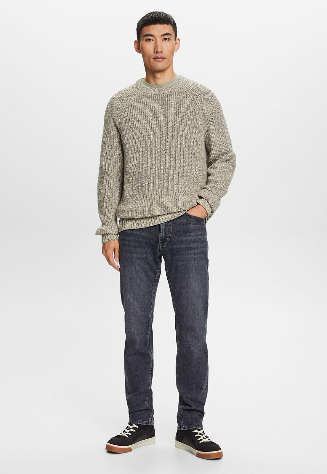 Sweater de punto canalé con cuello redondo Hombre Esprit-3