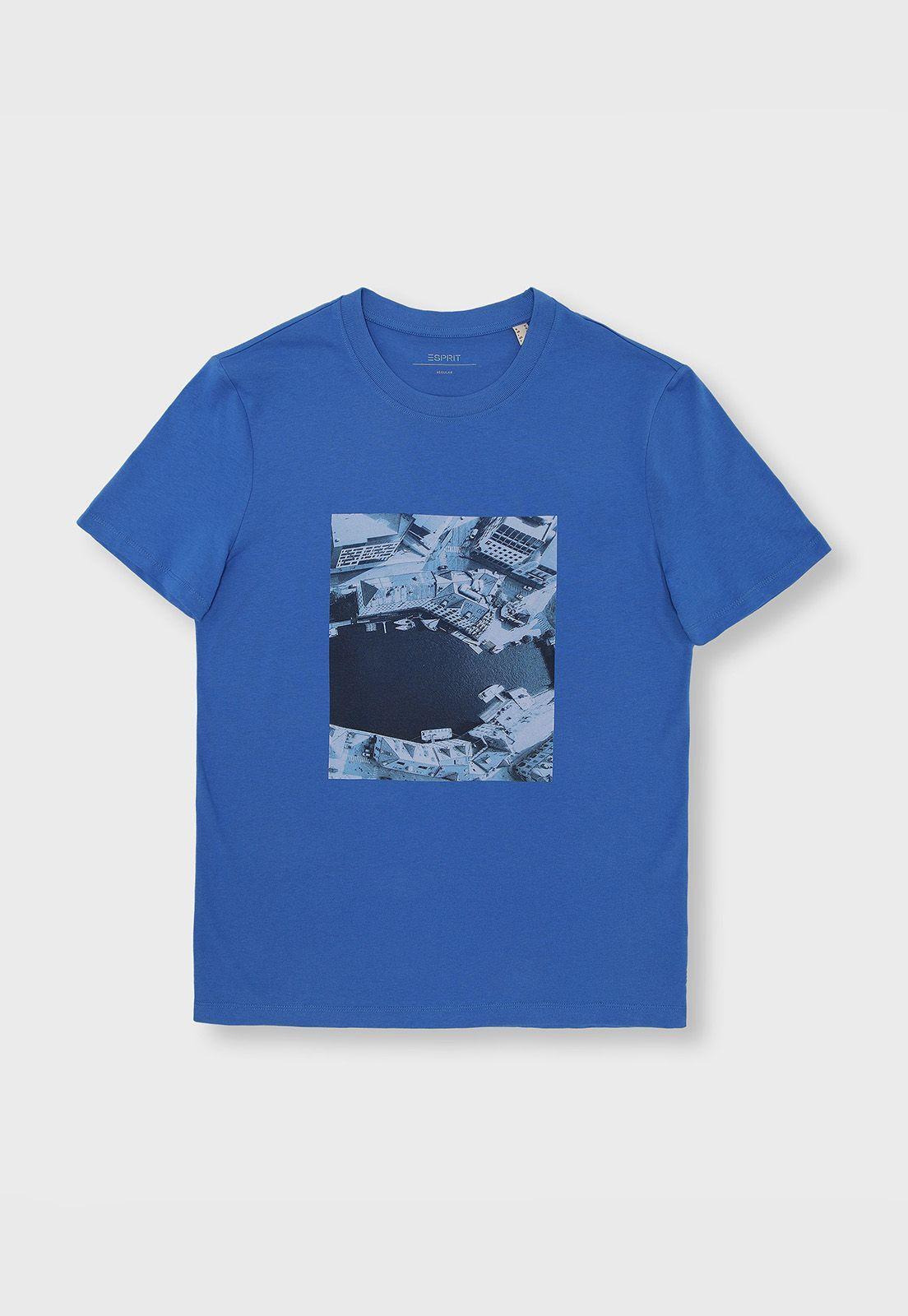 Polera De Punto Estampada Hombre Esprit Azul eléctrico-1