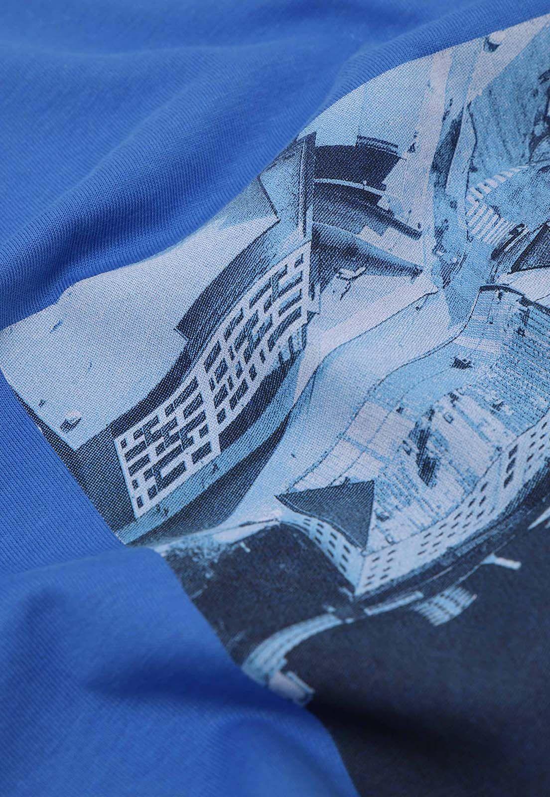 Polera De Punto Estampada Hombre Esprit Azul eléctrico-3