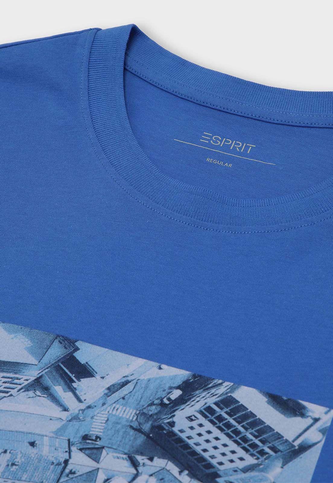 Polera De Punto Estampada Hombre Esprit Azul eléctrico-0