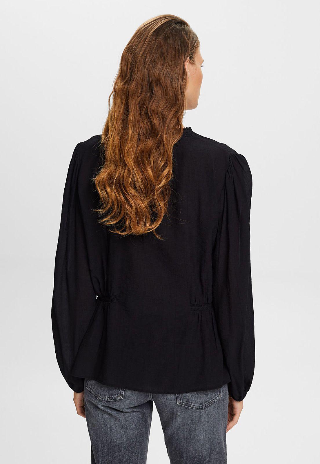 Blusa cuello en v con mangas fruncidas Mujer Esprit-1