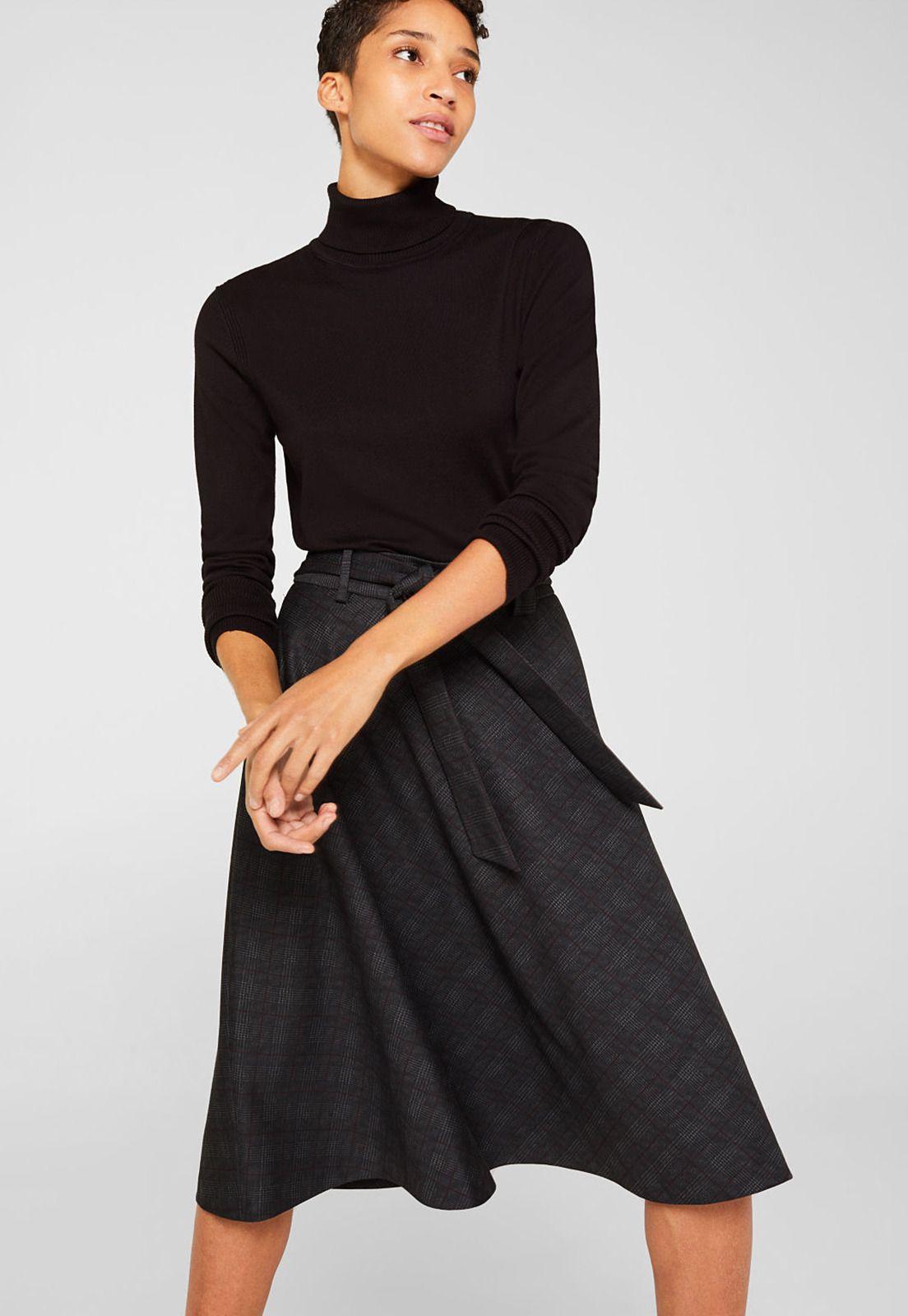 Falda Midi Con Cuadros  Esprit-0