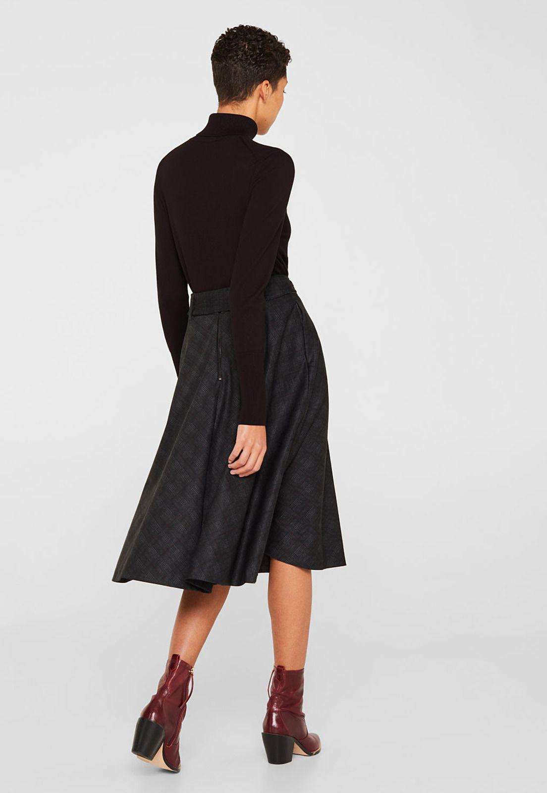 Falda Midi Con Cuadros  Esprit-1