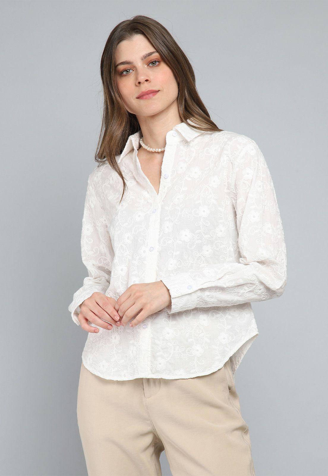 Blusa Camisera Bordada Mujer Esprit 119F009-0