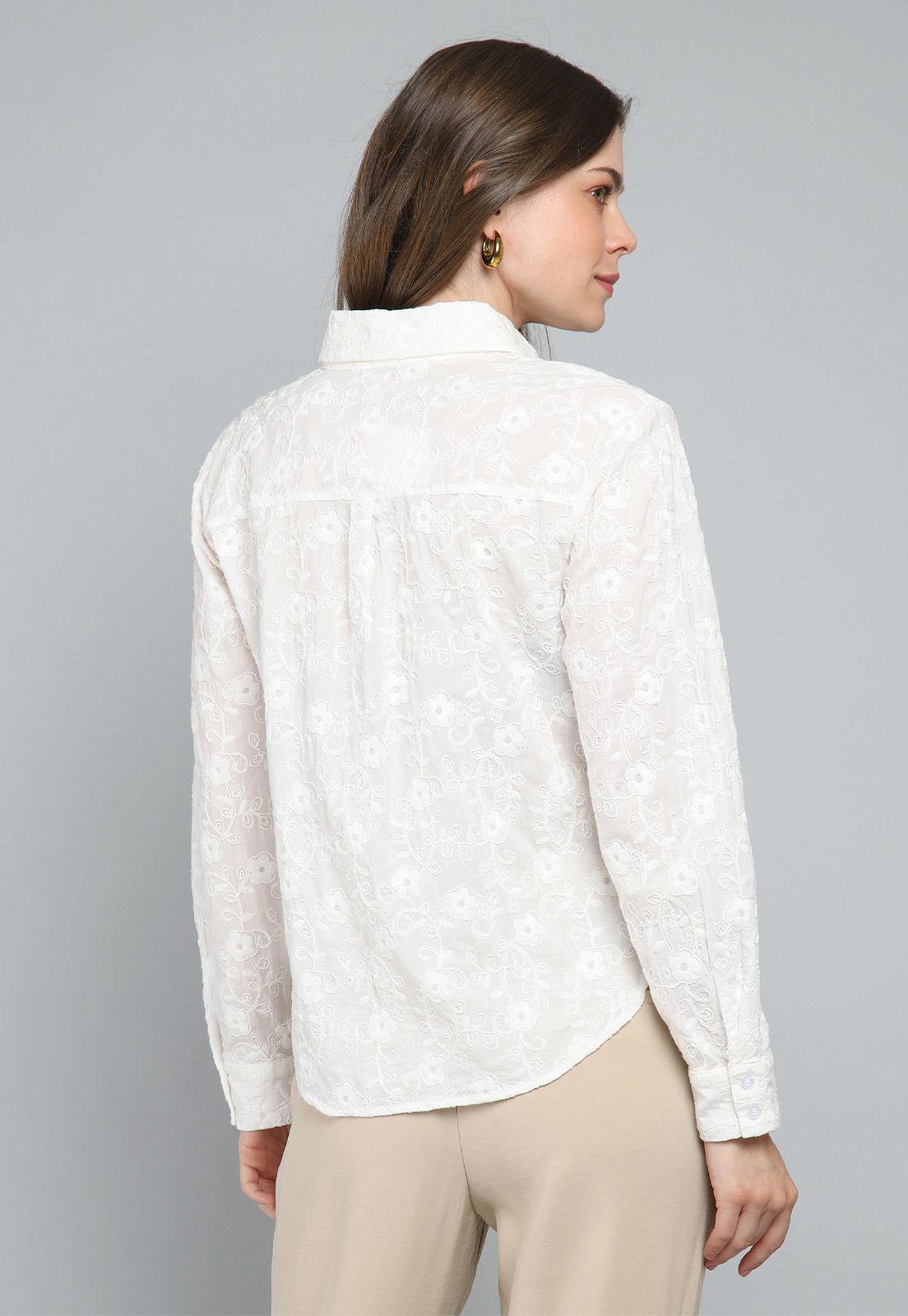 Blusa Camisera Bordada Mujer Esprit 119F009-1