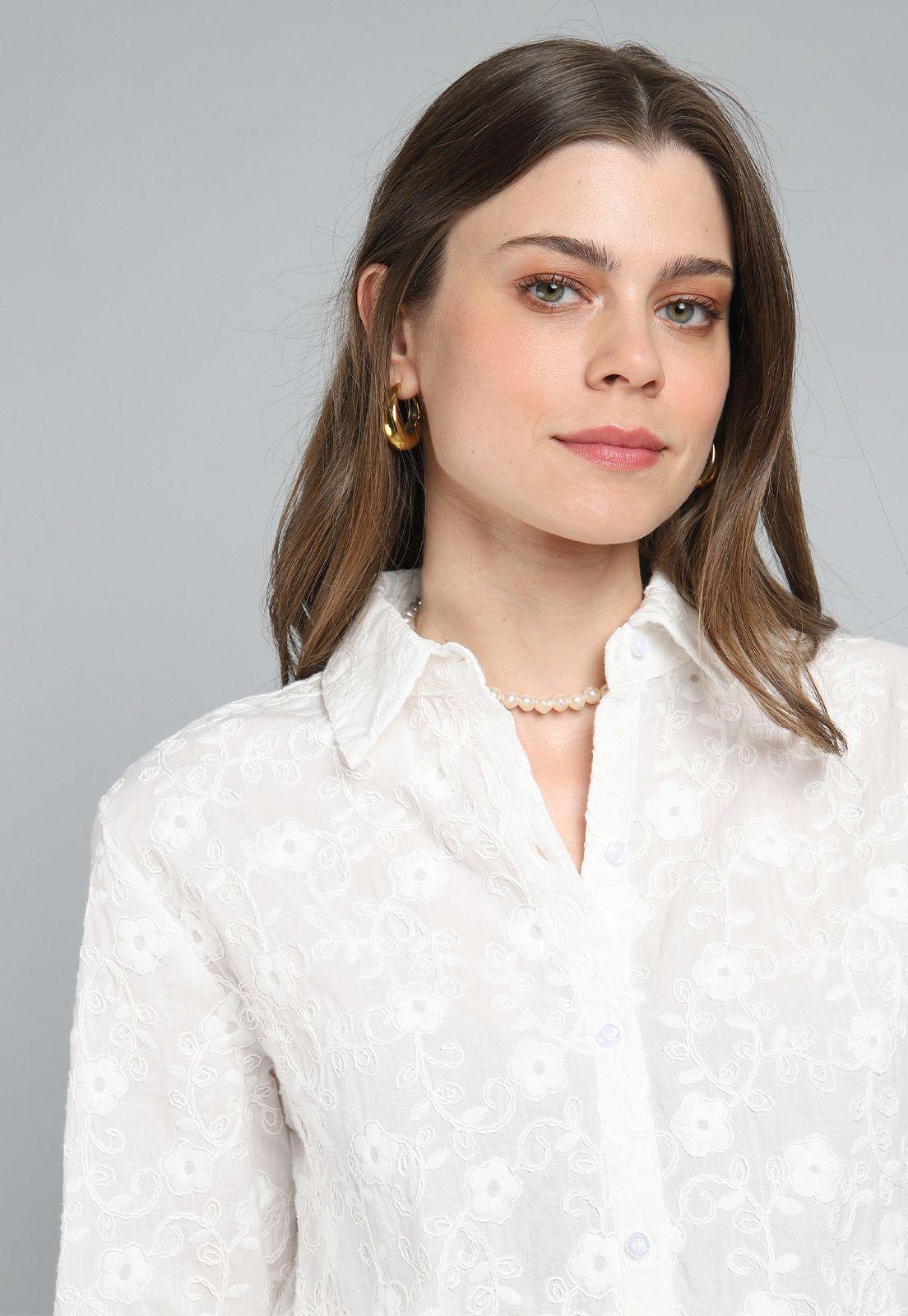Blusa Camisera Bordada Mujer Esprit 119F009-2
