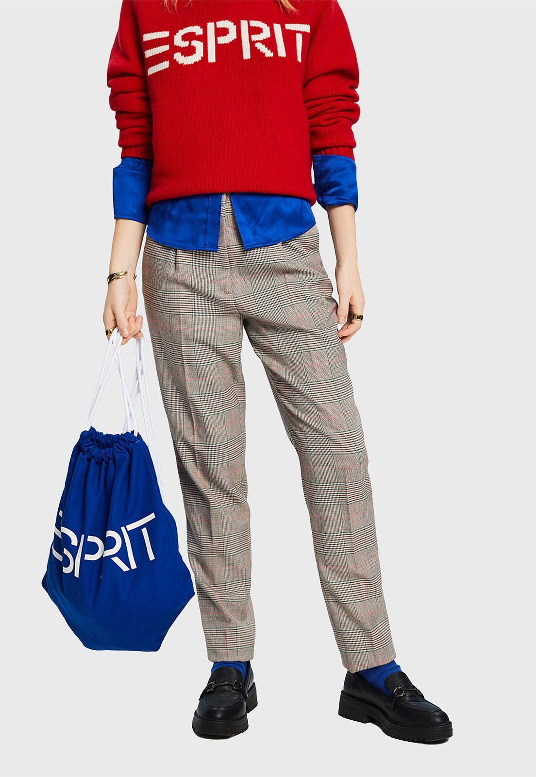 Pantalones Tapered A Cuadros Mujer Esprit-0