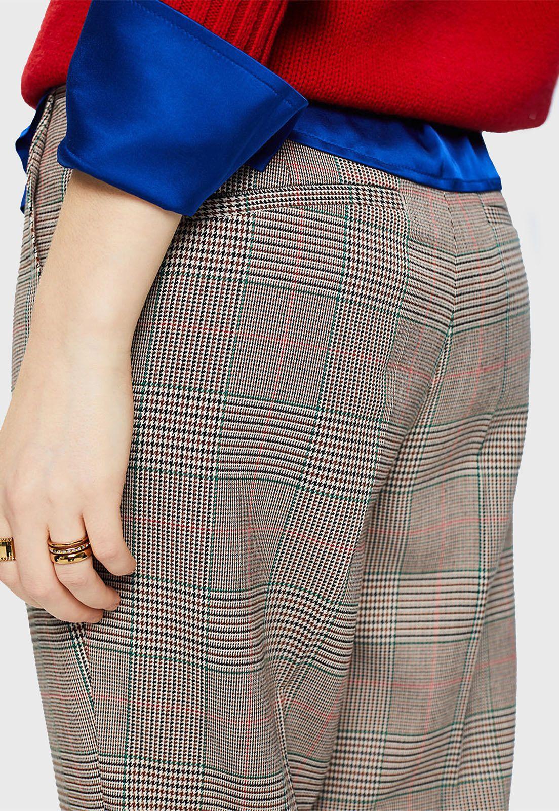 Pantalones Tapered A Cuadros Mujer Esprit-2