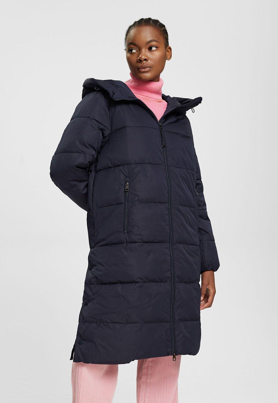 Parka Acolchada Con Capucha Ajustable Mujer Esprit Azul marino-0