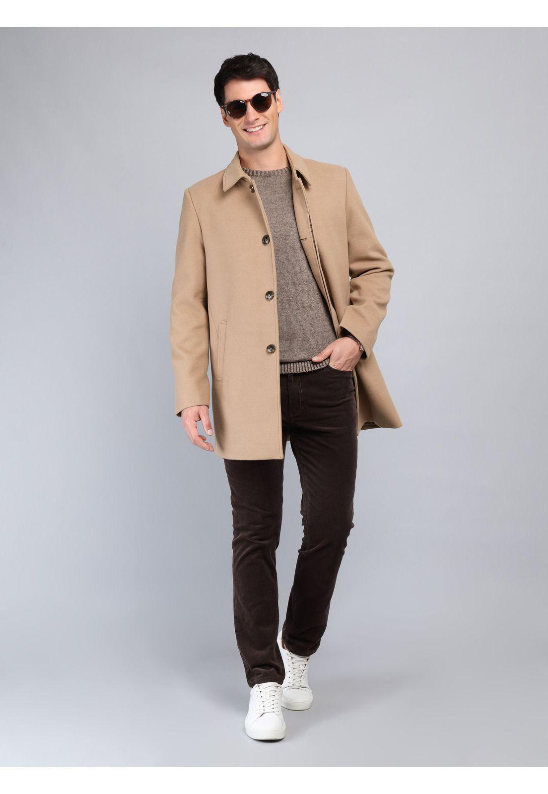 Abrigo Recto Liso Regular Fit Beige Arrow AB33001BE-3