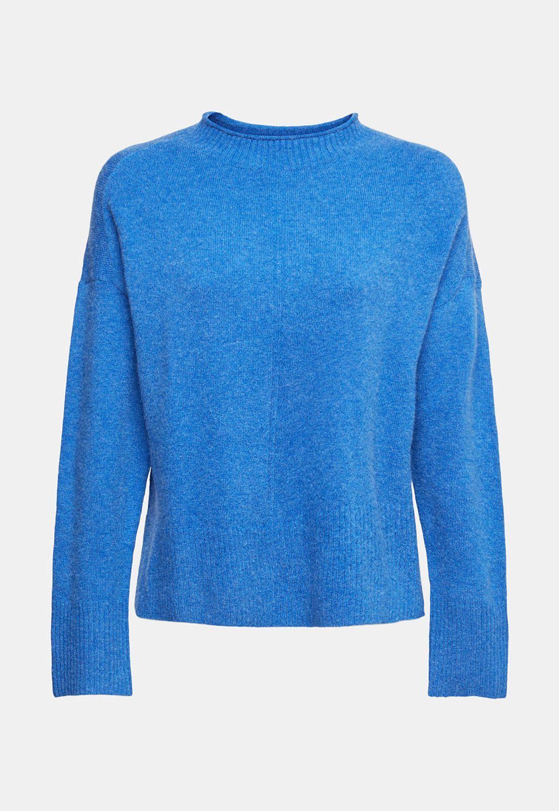 Sweater Suave Con Cuello Alto Mujer Esprit Azul cielo-3