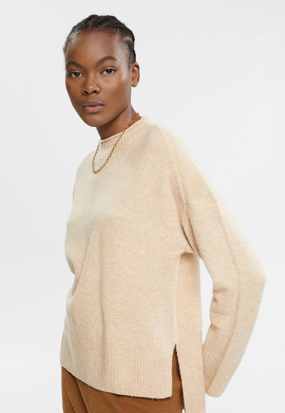 Sweater Suave Con Cuello Alto Mujer Esprit Azul cielo-0
