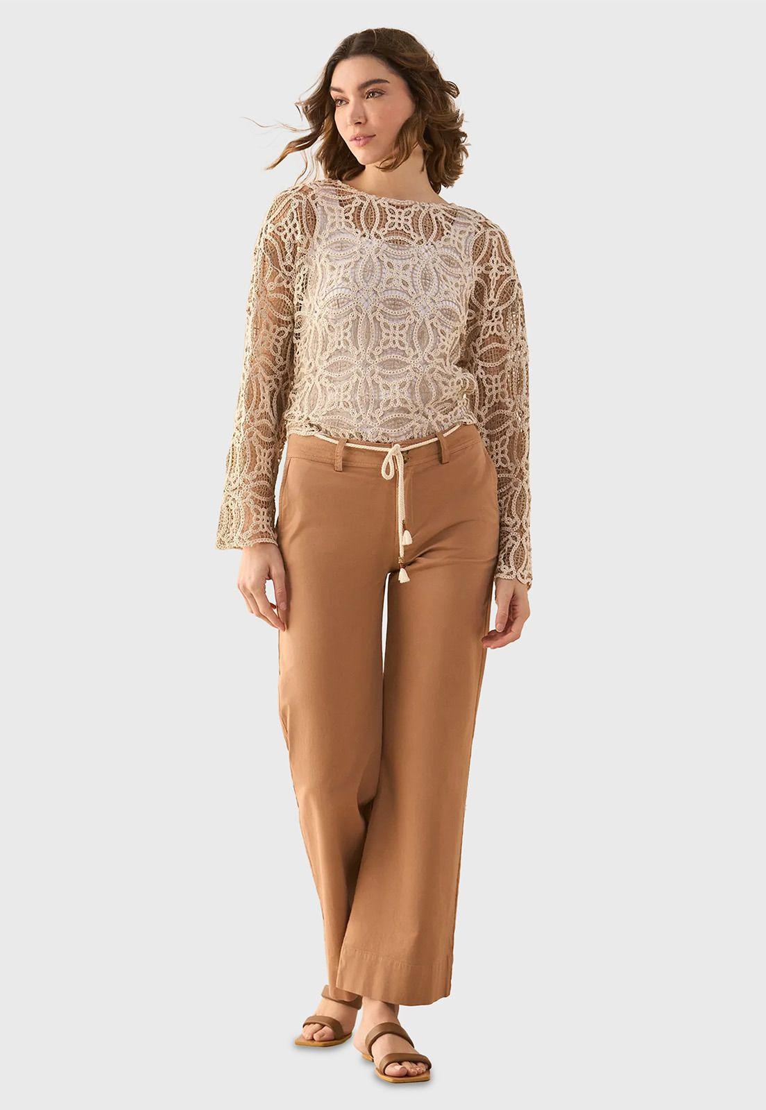 Pantalón Chino Pierna Ancha Mujer Esprit 131G004-0
