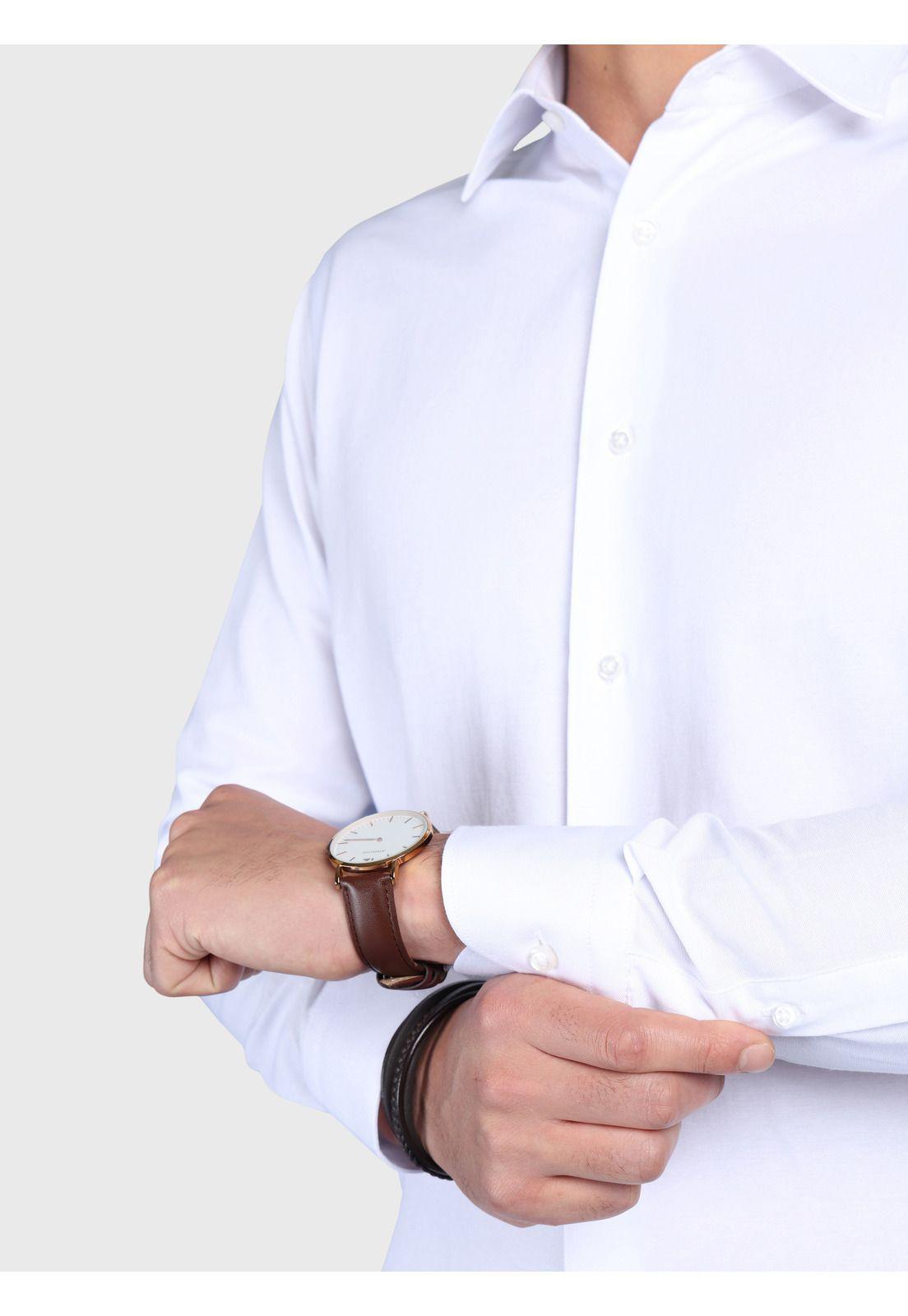 Camisa Lisa Slim Fit Blanco Arrow CMI3334BL-5