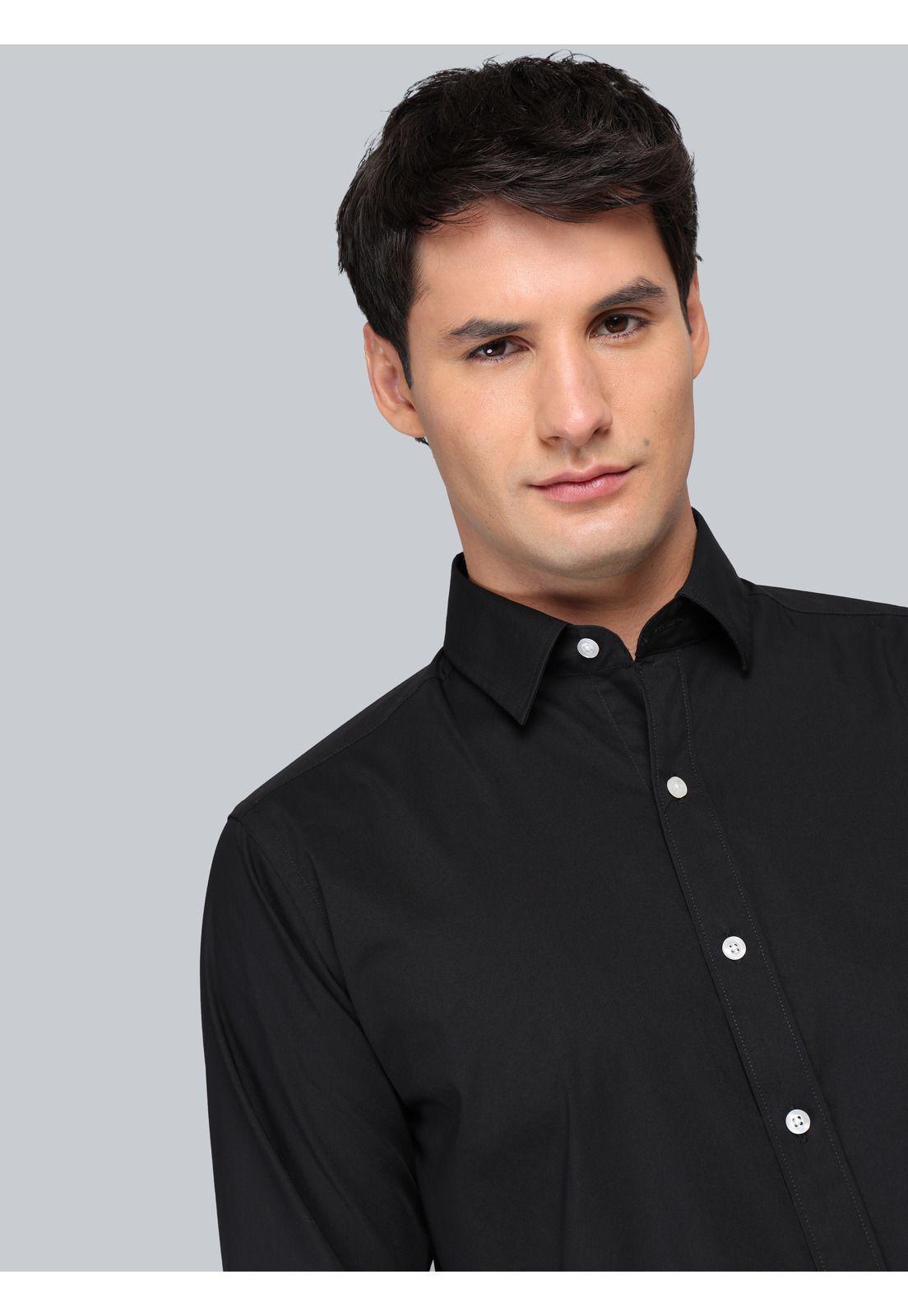 Camisa Lisa Regular Fit Negro Arrow CM33070NE-2