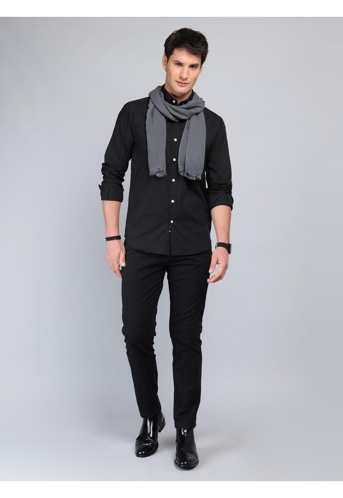 Camisa Lisa Regular Fit Negro Arrow CM33070NE-3