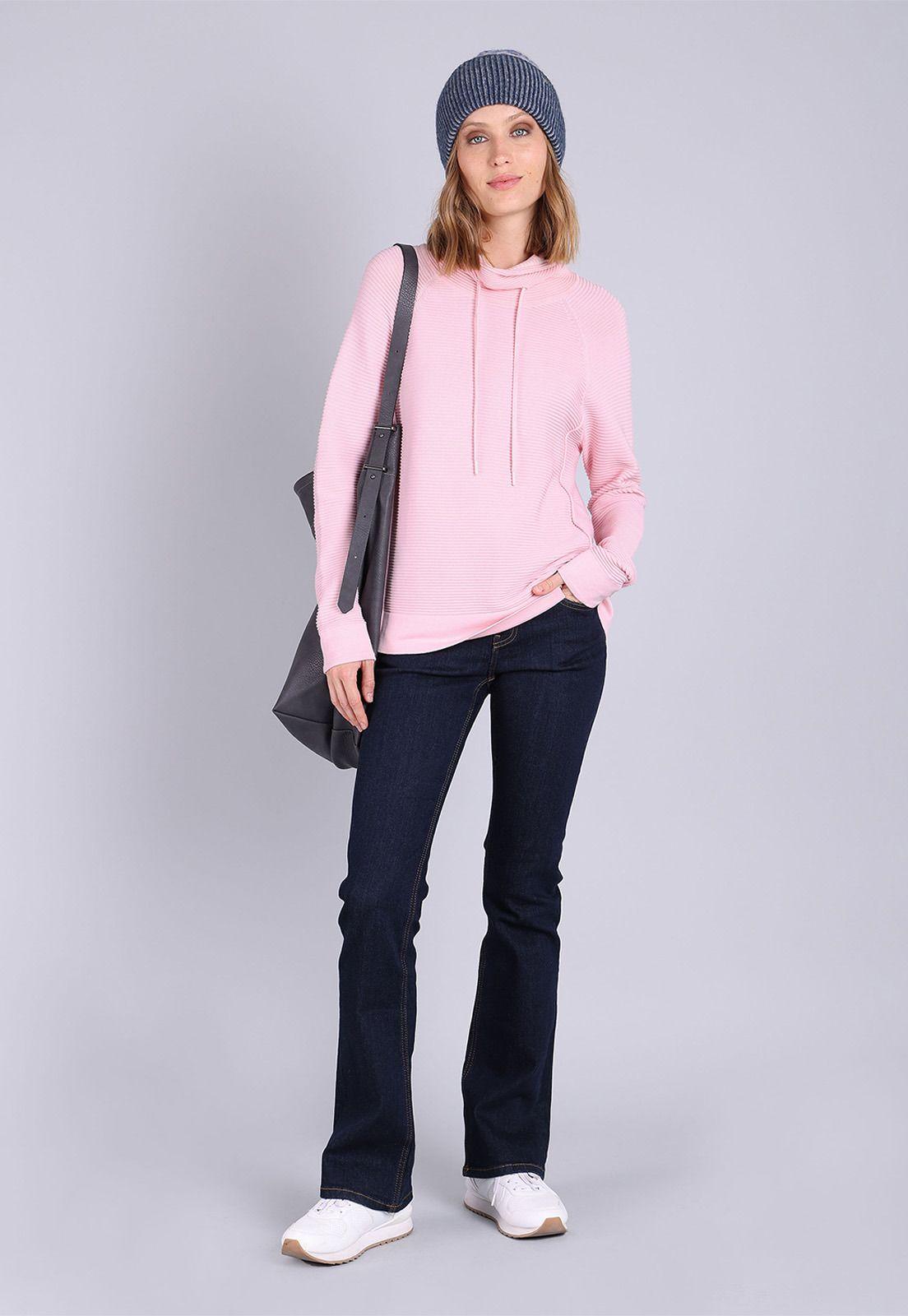 Sweater de cuello alto y ajuste con cordón Mujer Esprit Rosa pálido-0