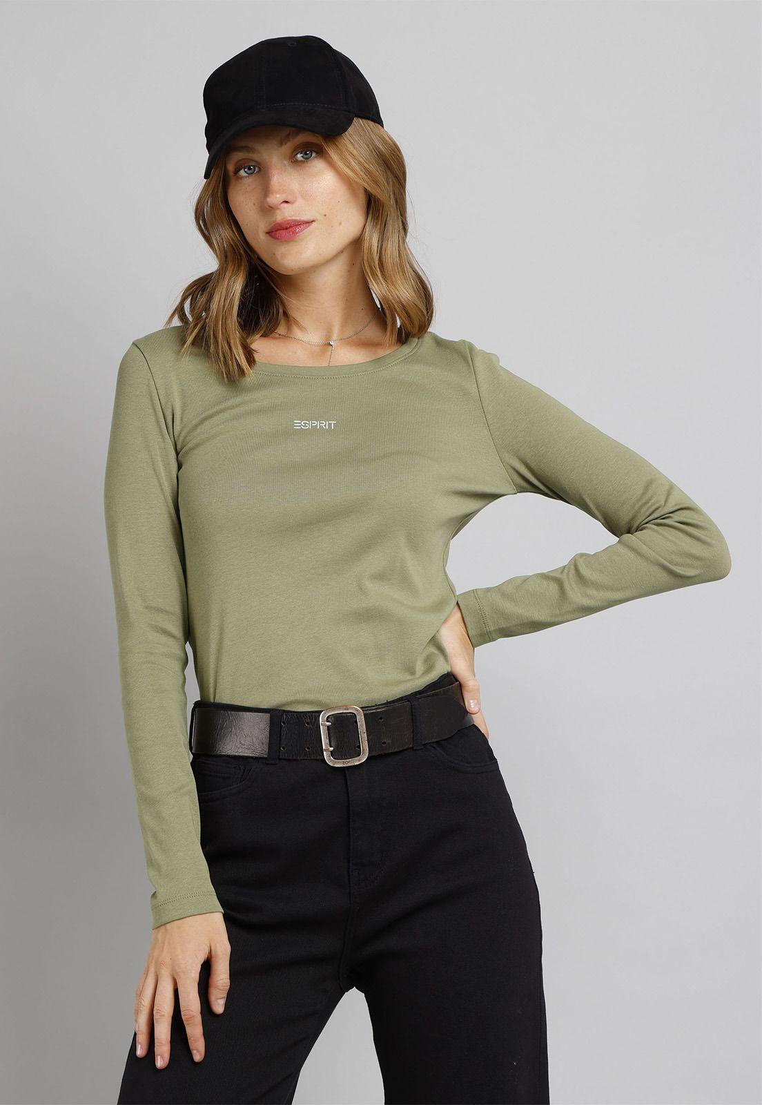 Polera Manga Larga Con Logo Mujer Esprit 995EE1K300-0