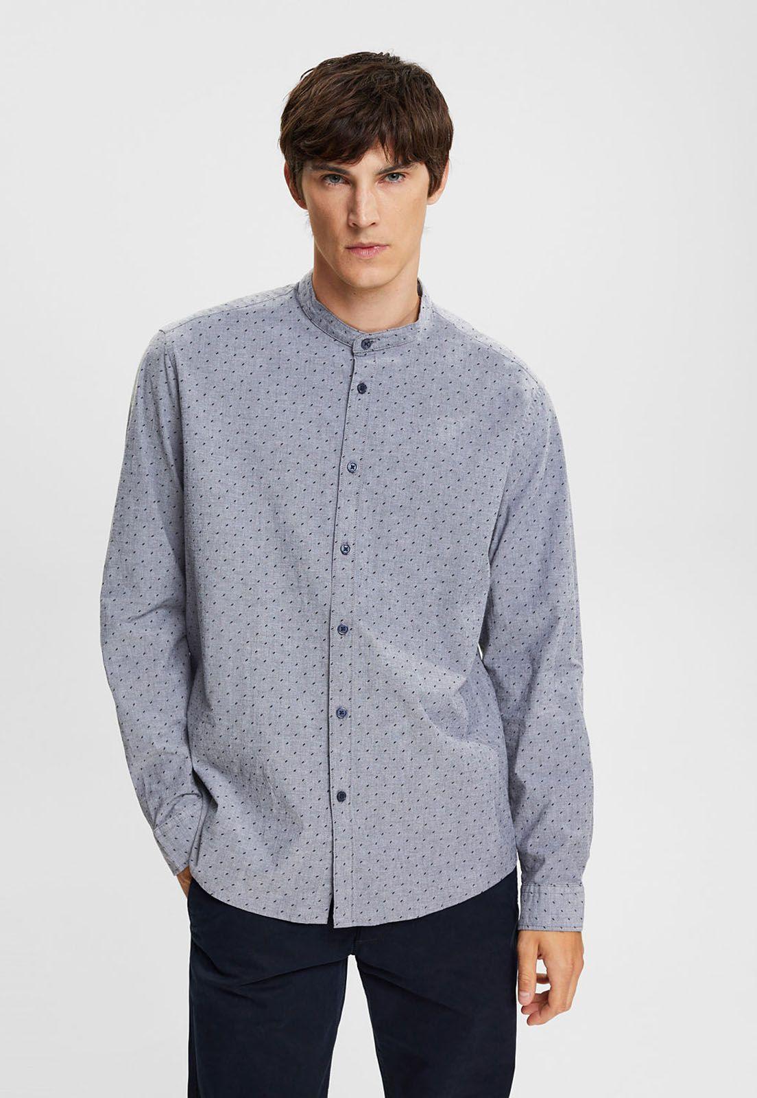 Camisa Estampada Con Cuello Mao Hombre Esprit-0