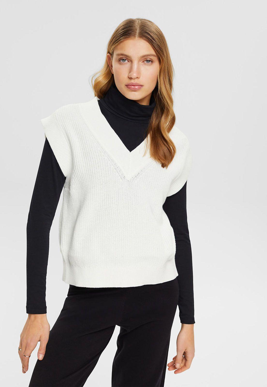 Sweater con cuello en V Mujer Esprit-0