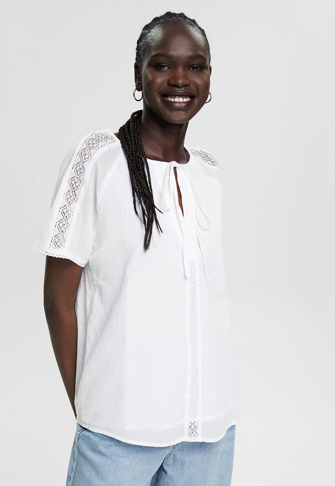 Blusa Con Encaje Esprit Violeta-0