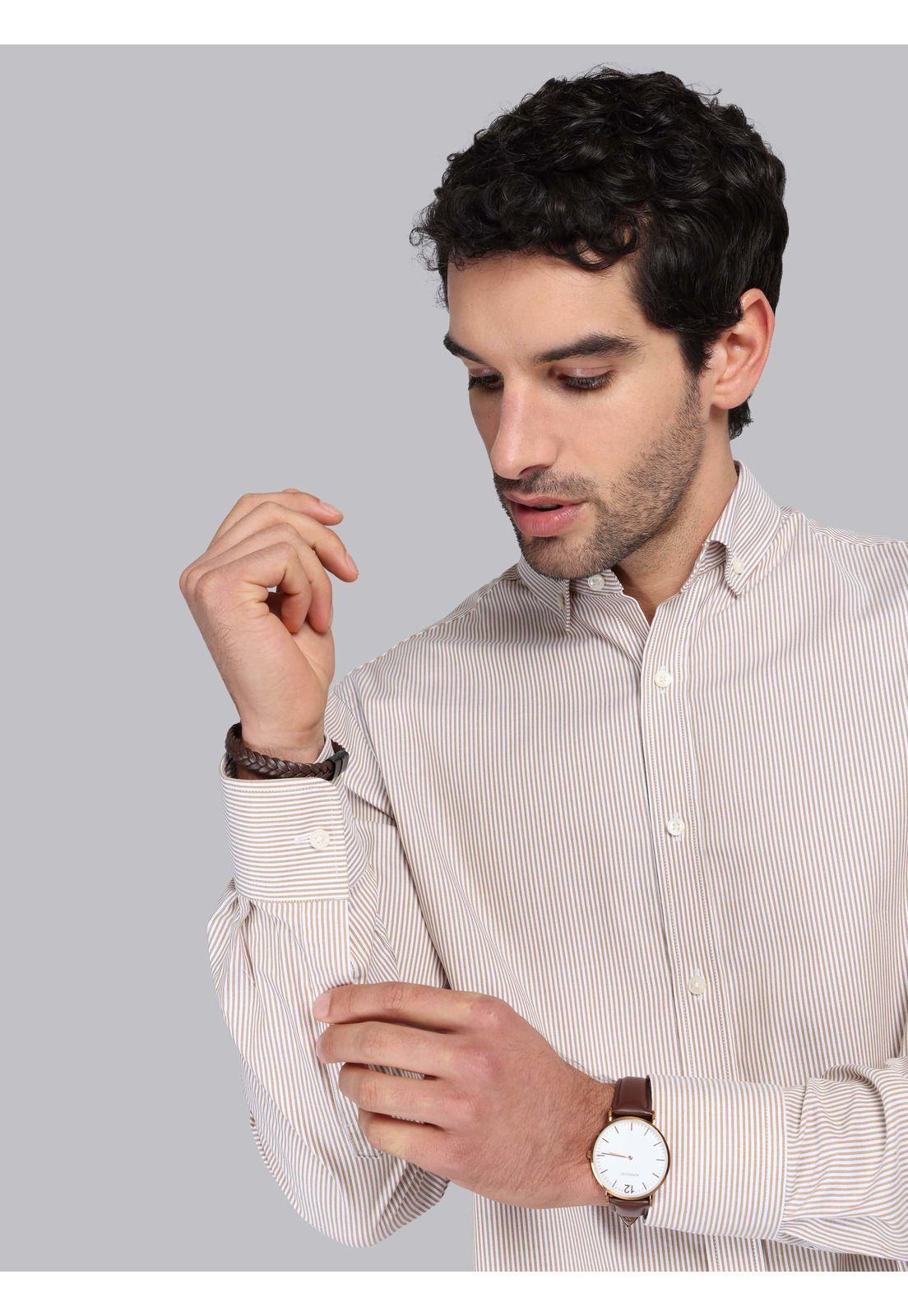 Camisa Rayas Tailored Fit Beige Piero Butti PBCIF10BE-2