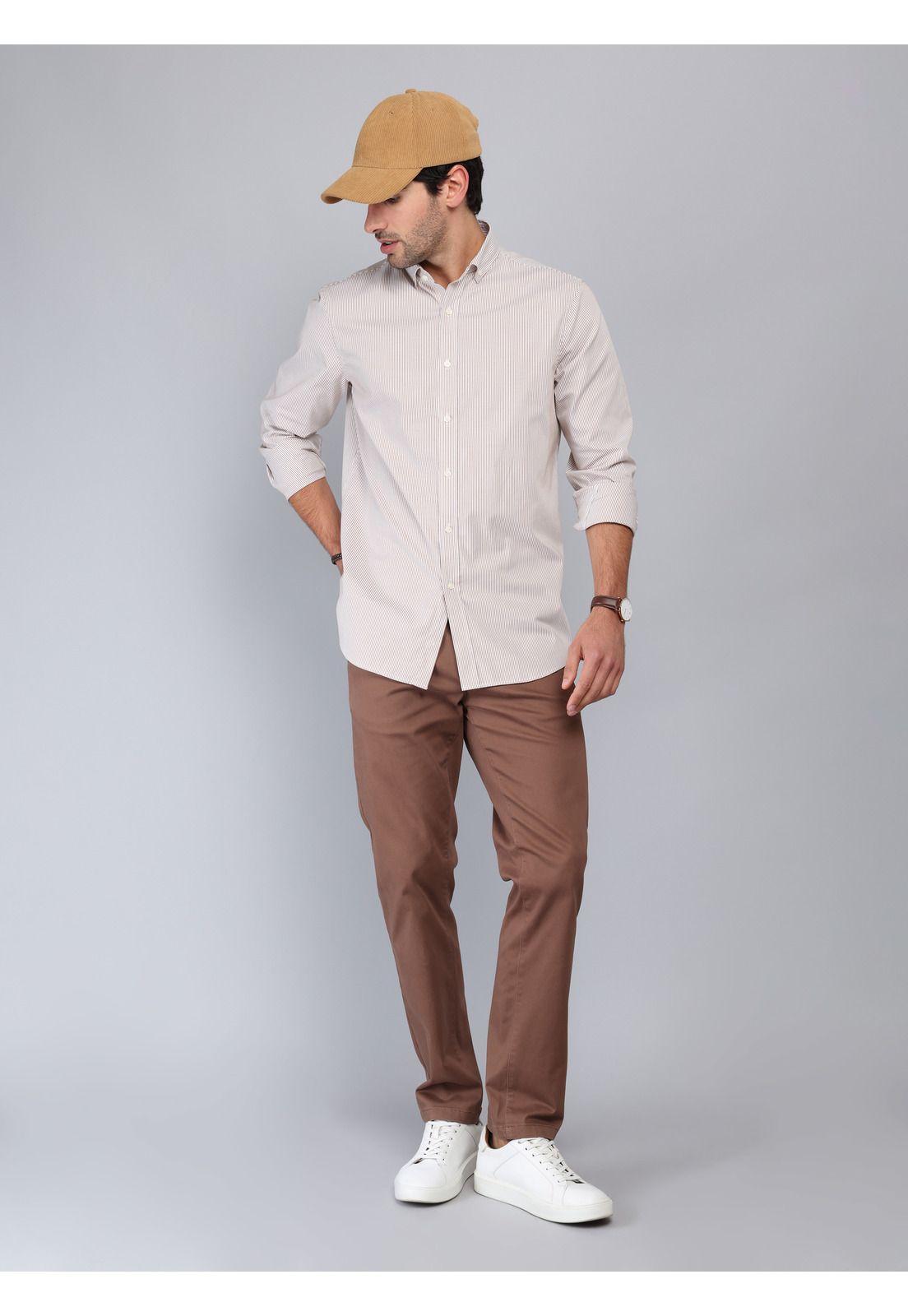 Camisa Rayas Tailored Fit Beige Piero Butti PBCIF10BE-3