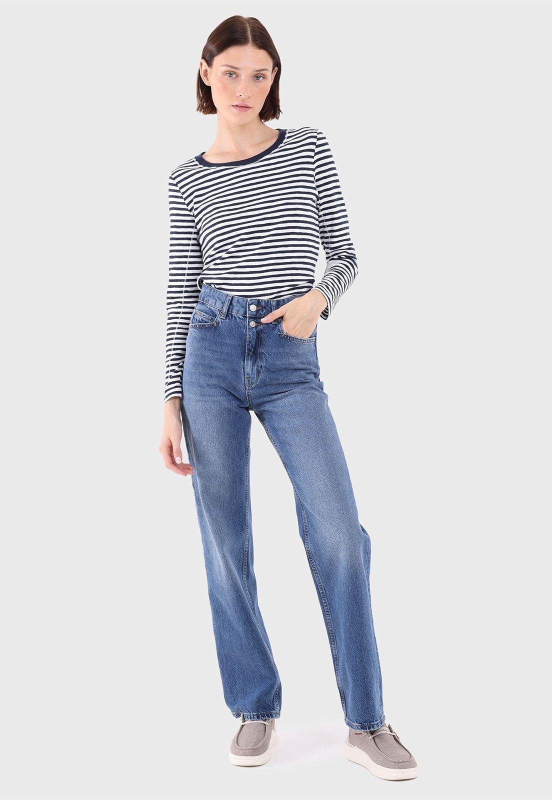 Jeans Corte Recto Con Efecto Desgastado Mujer Esprit-5