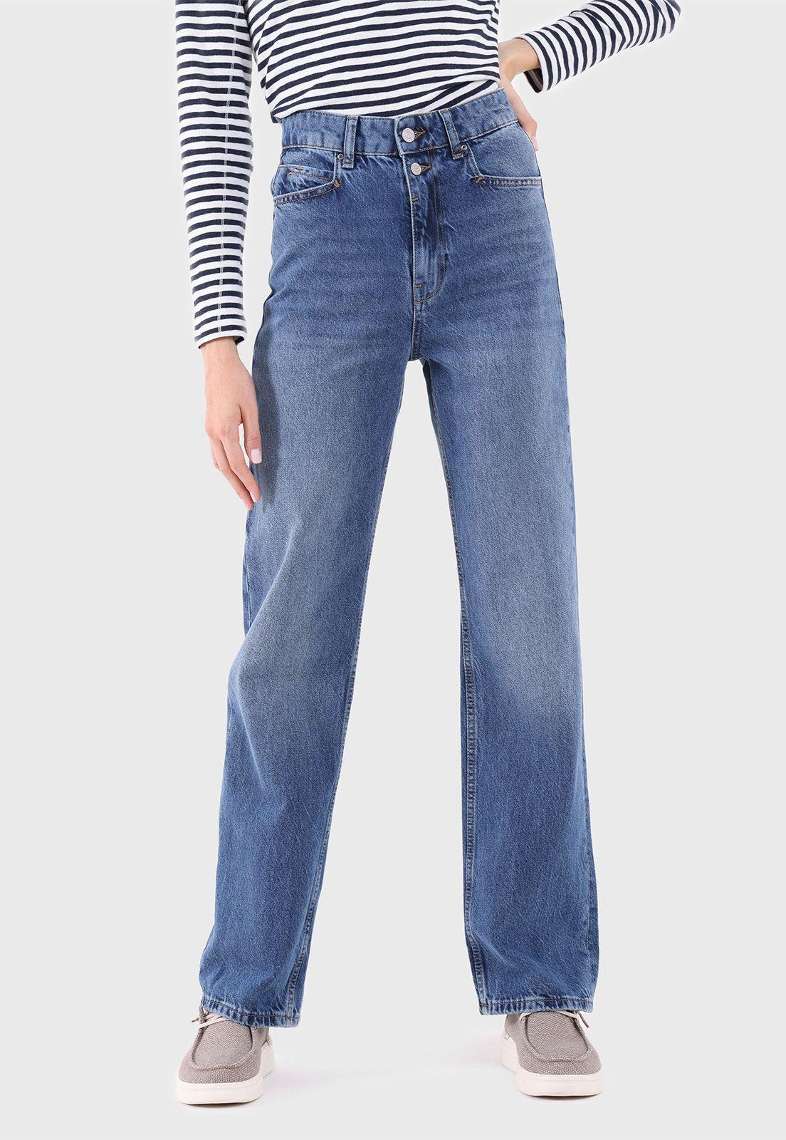 Jeans Corte Recto Con Efecto Desgastado Mujer Esprit-0