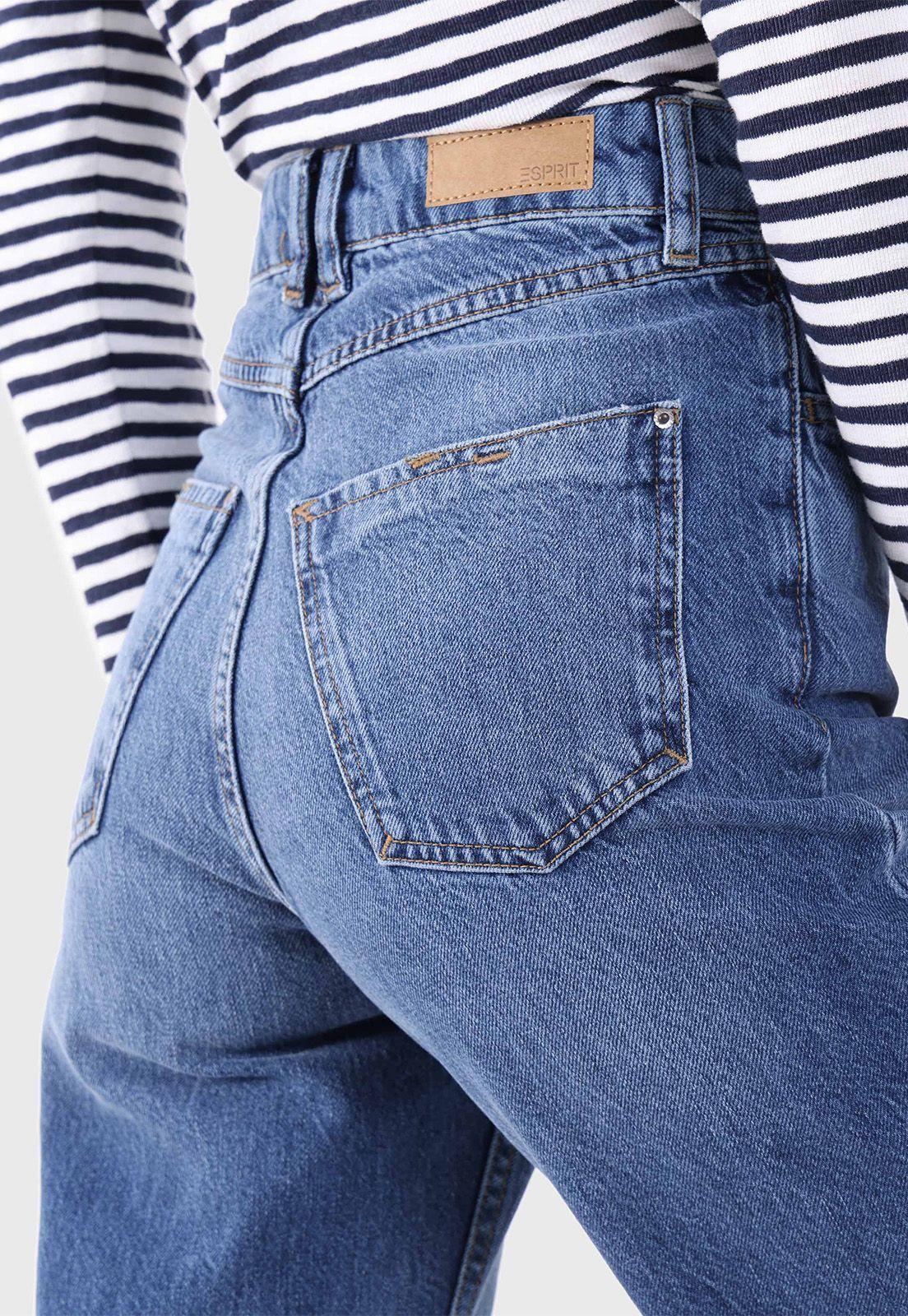 Jeans Corte Recto Con Efecto Desgastado Mujer Esprit-2