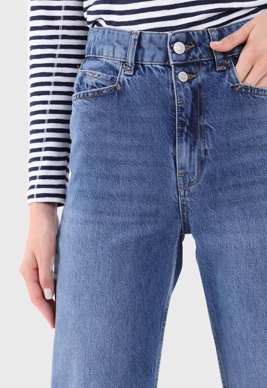 Jeans Corte Recto Con Efecto Desgastado Mujer Esprit-1