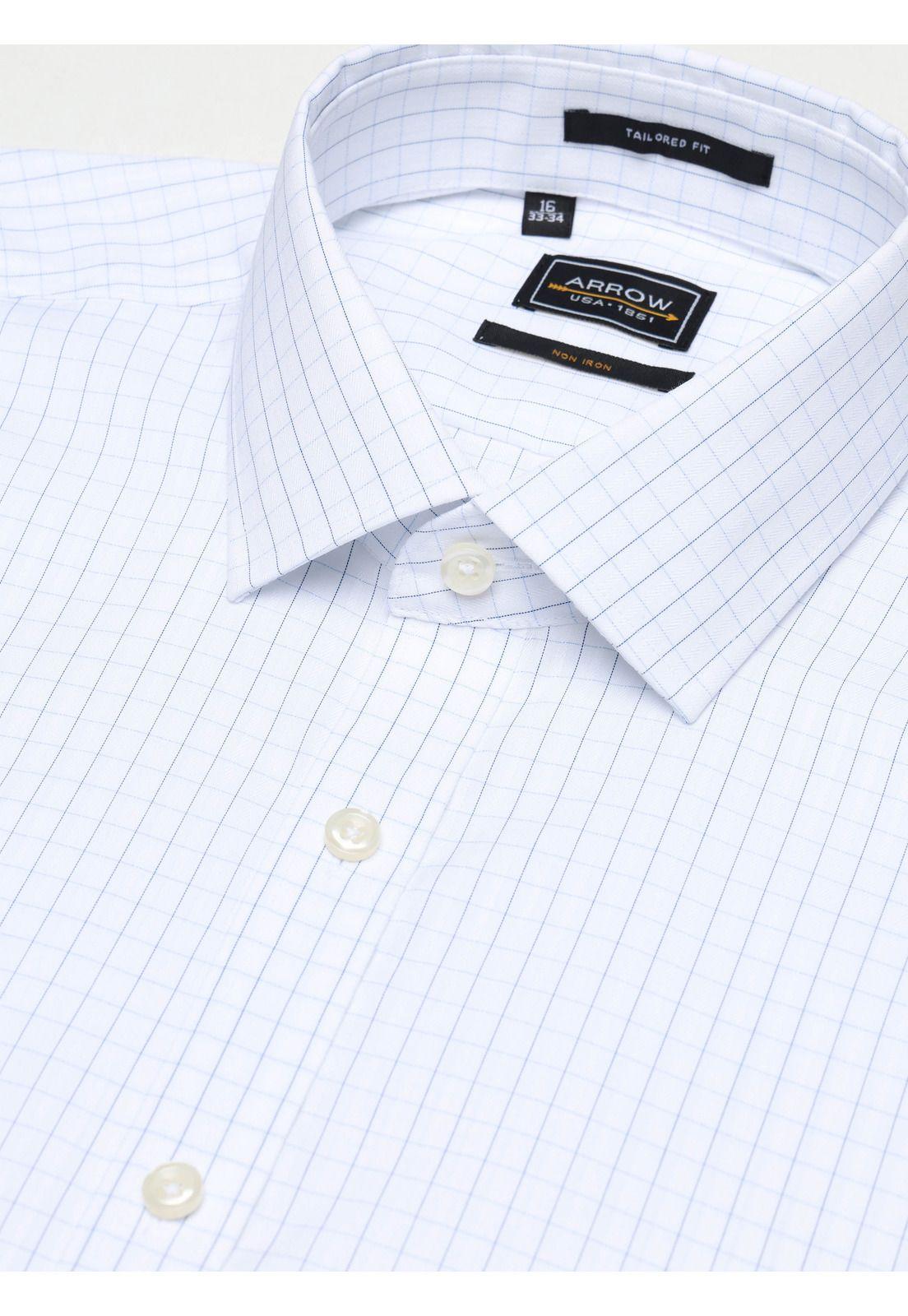 Camisa Formal Cuadros Non Iron Tailored Fit Blanco Arrow ARM0496BL-3
